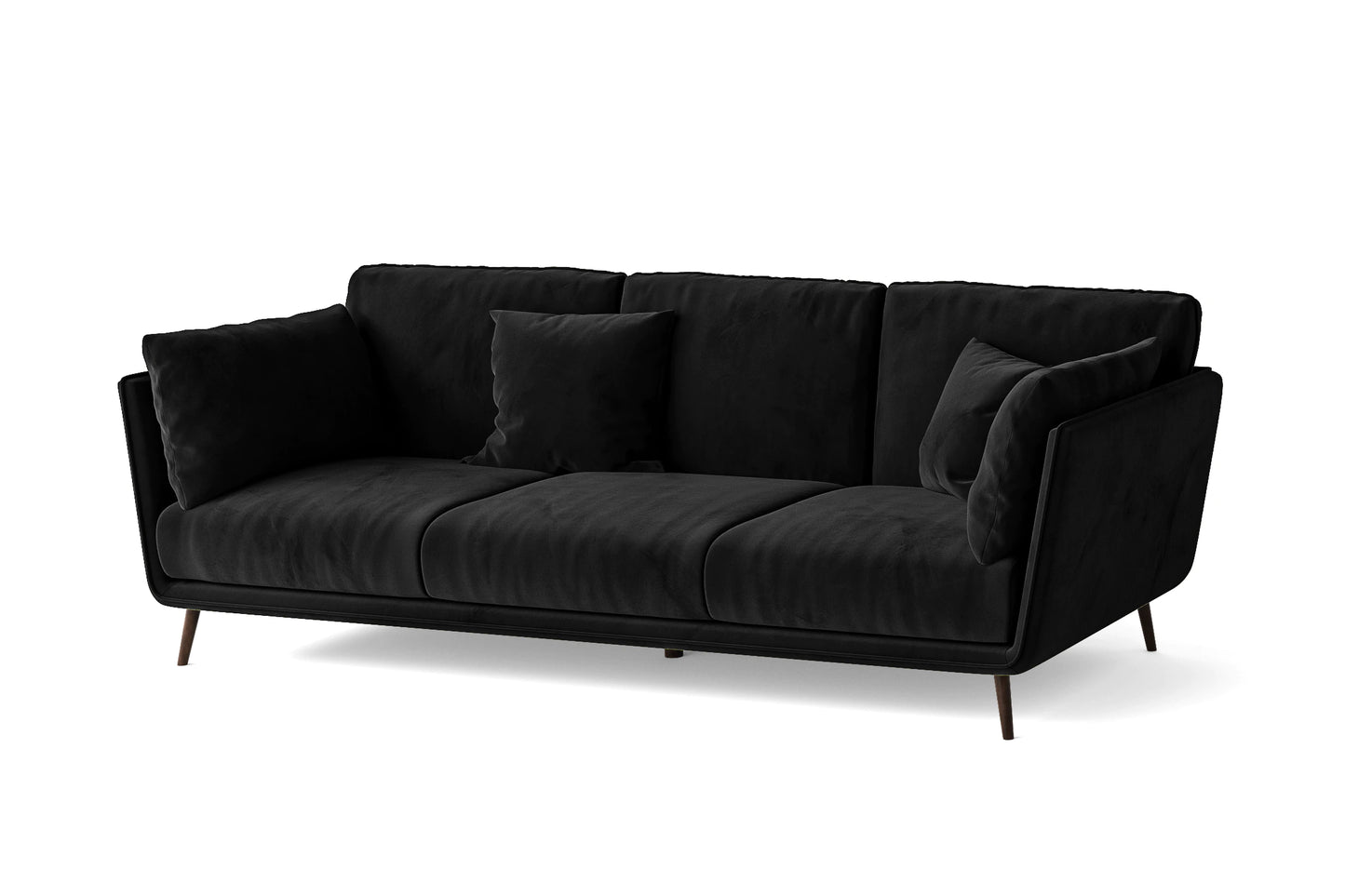 Bologna 3 Seater Sofa Black Velvet