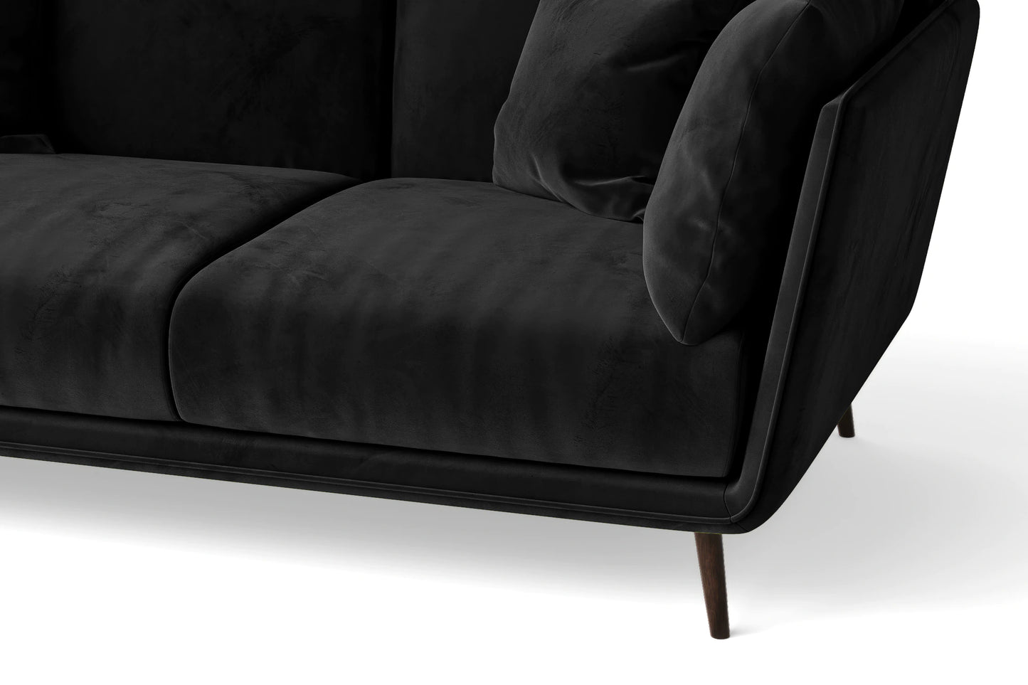 Bologna 3 Seater Sofa Black Velvet