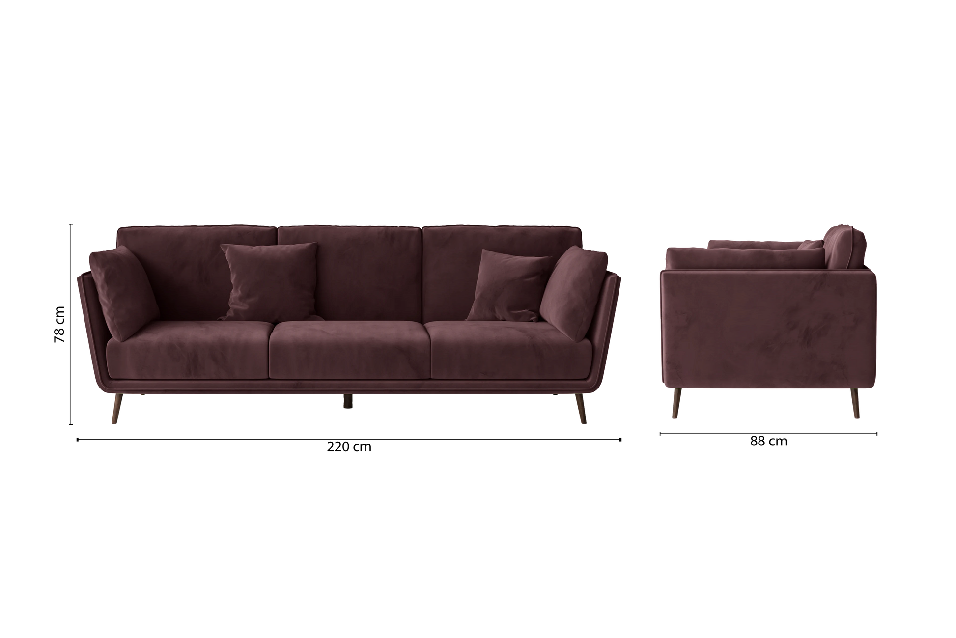 Bologna 3 Seater Sofa Grape Velvet