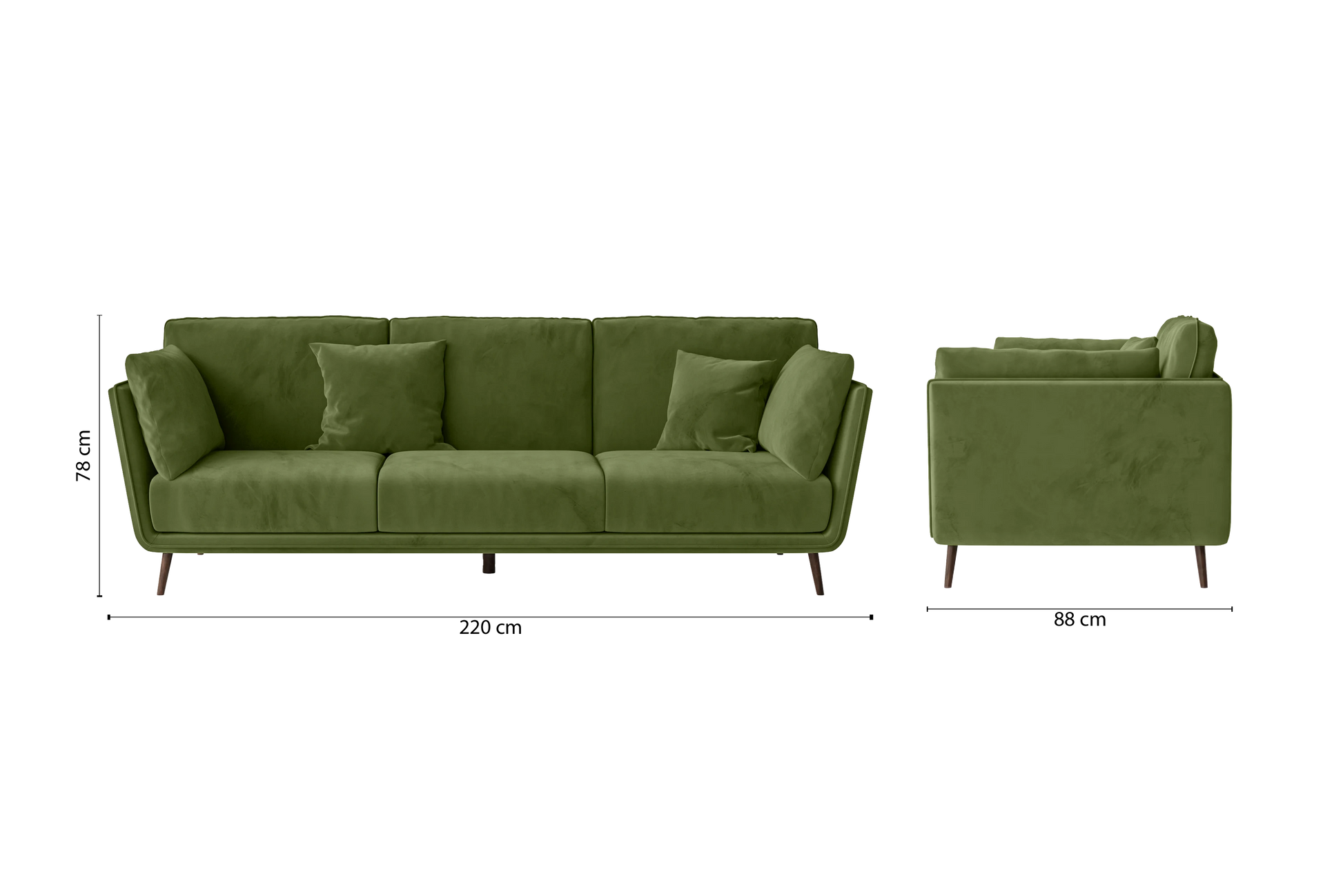 Bologna 3 Seater Sofa Lime Velvet