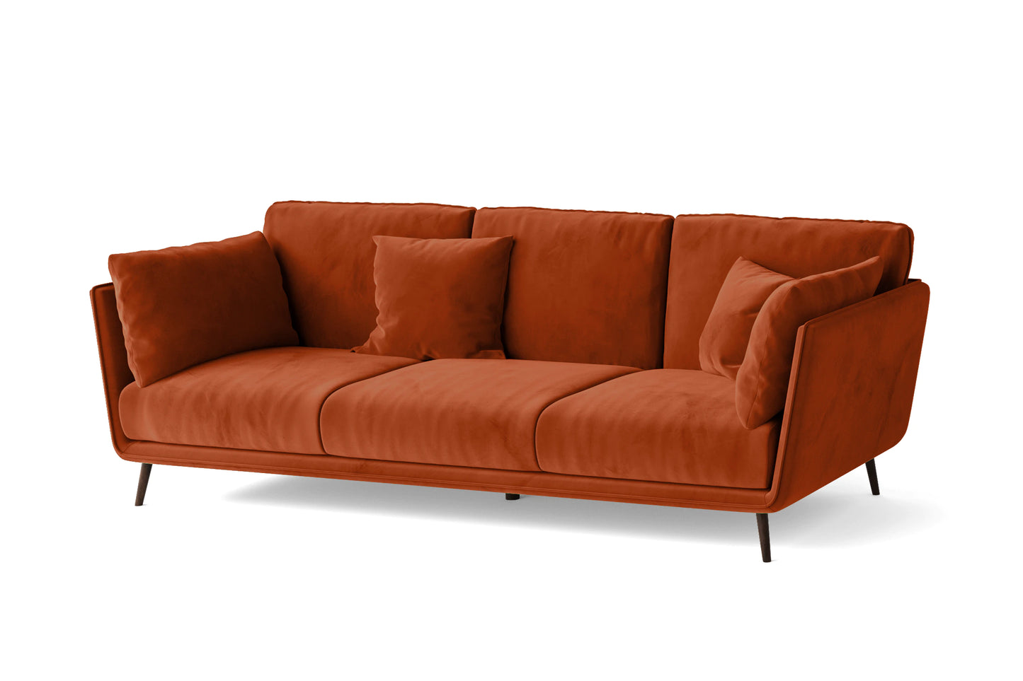 Bologna 3 Seater Sofa Orange Velvet