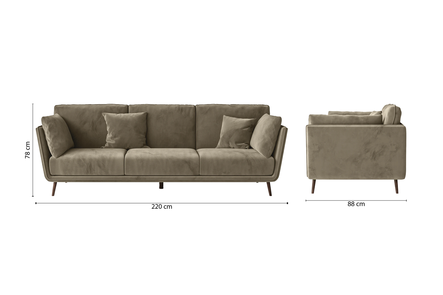 Bologna 3 Seater Sofa Sand Velvet