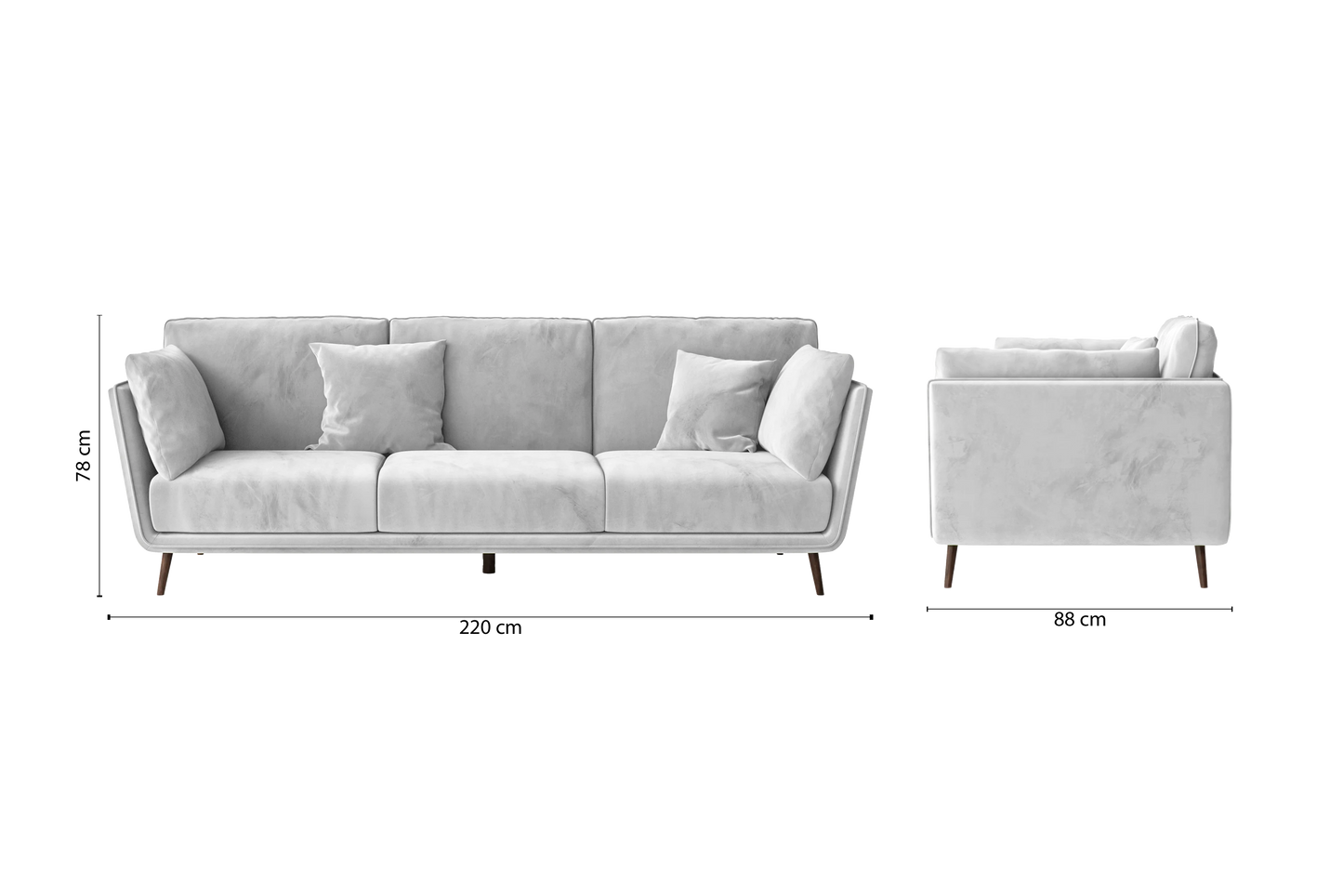 Bologna 3 Seater Sofa White Velvet