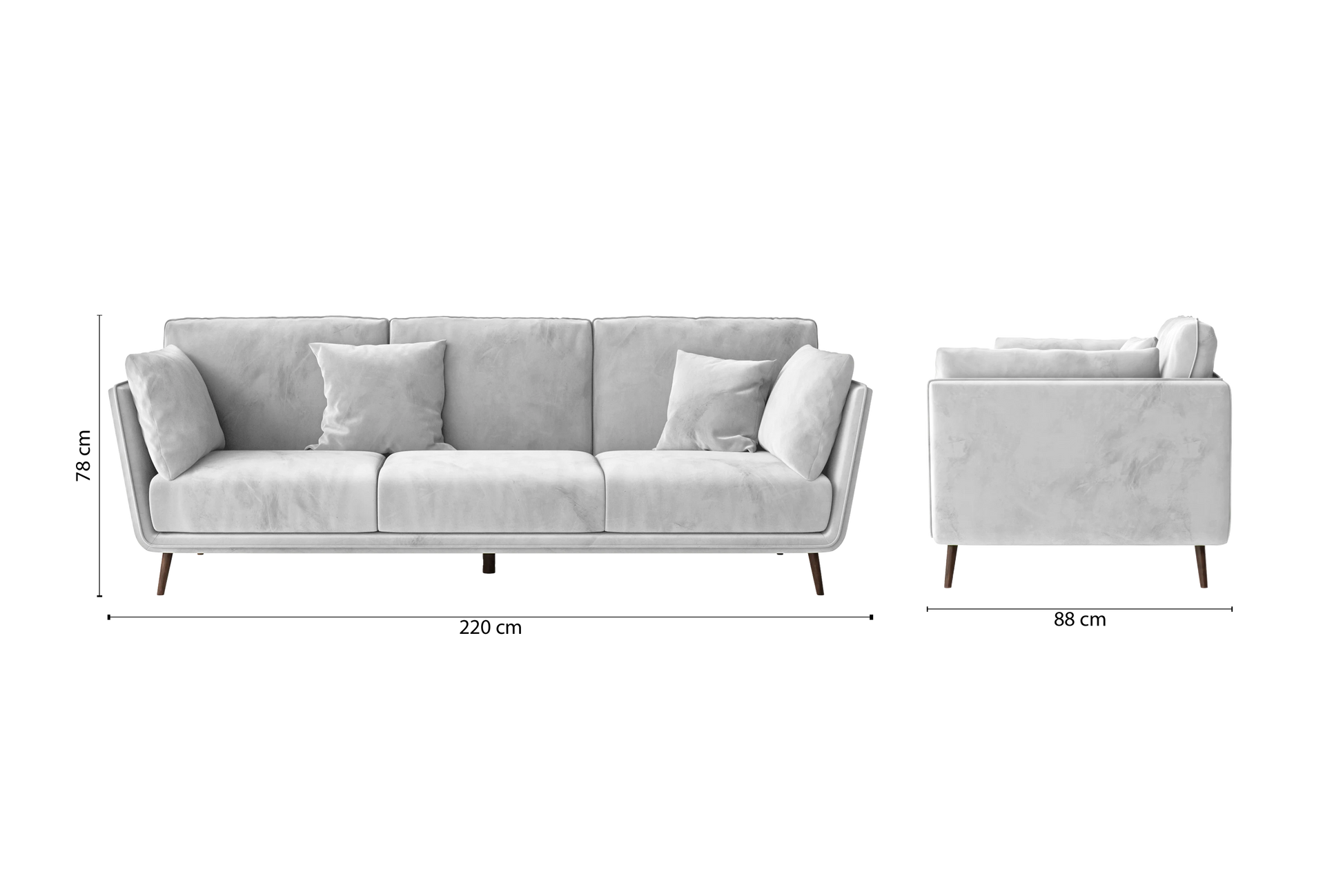 Bologna 3 Seater Sofa White Velvet