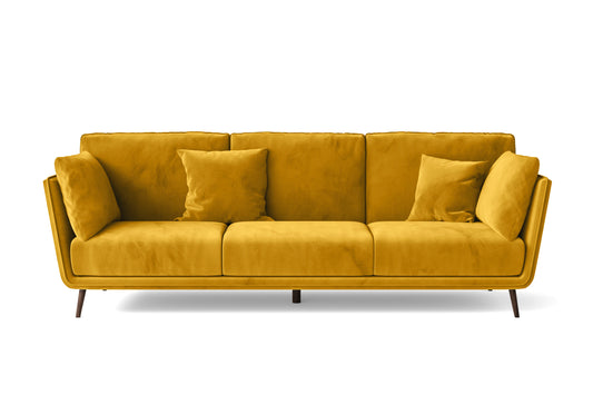 Bologna 3 Seater Sofa Yellow Velvet