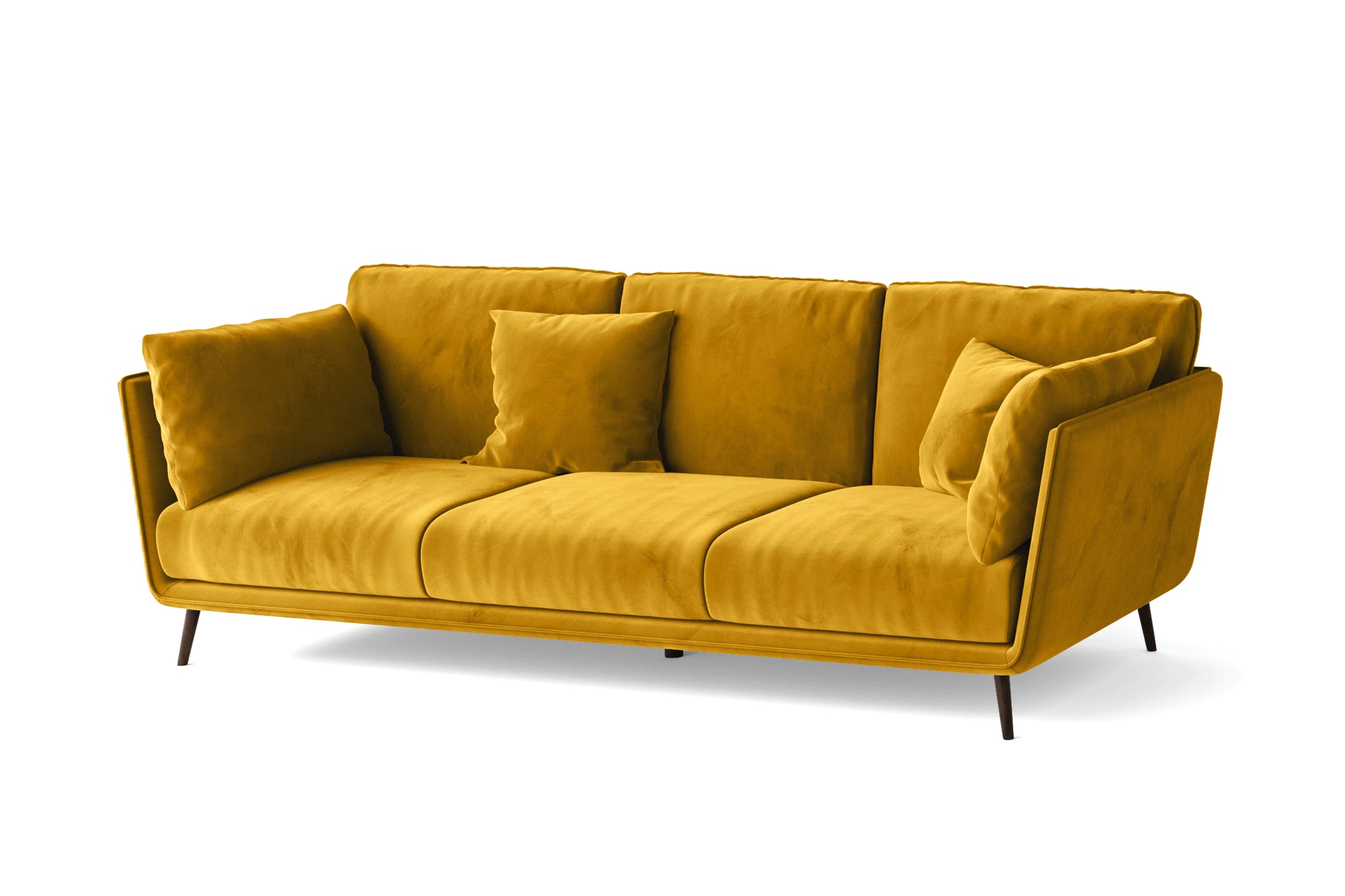 Bologna 3 Seater Sofa Yellow Velvet