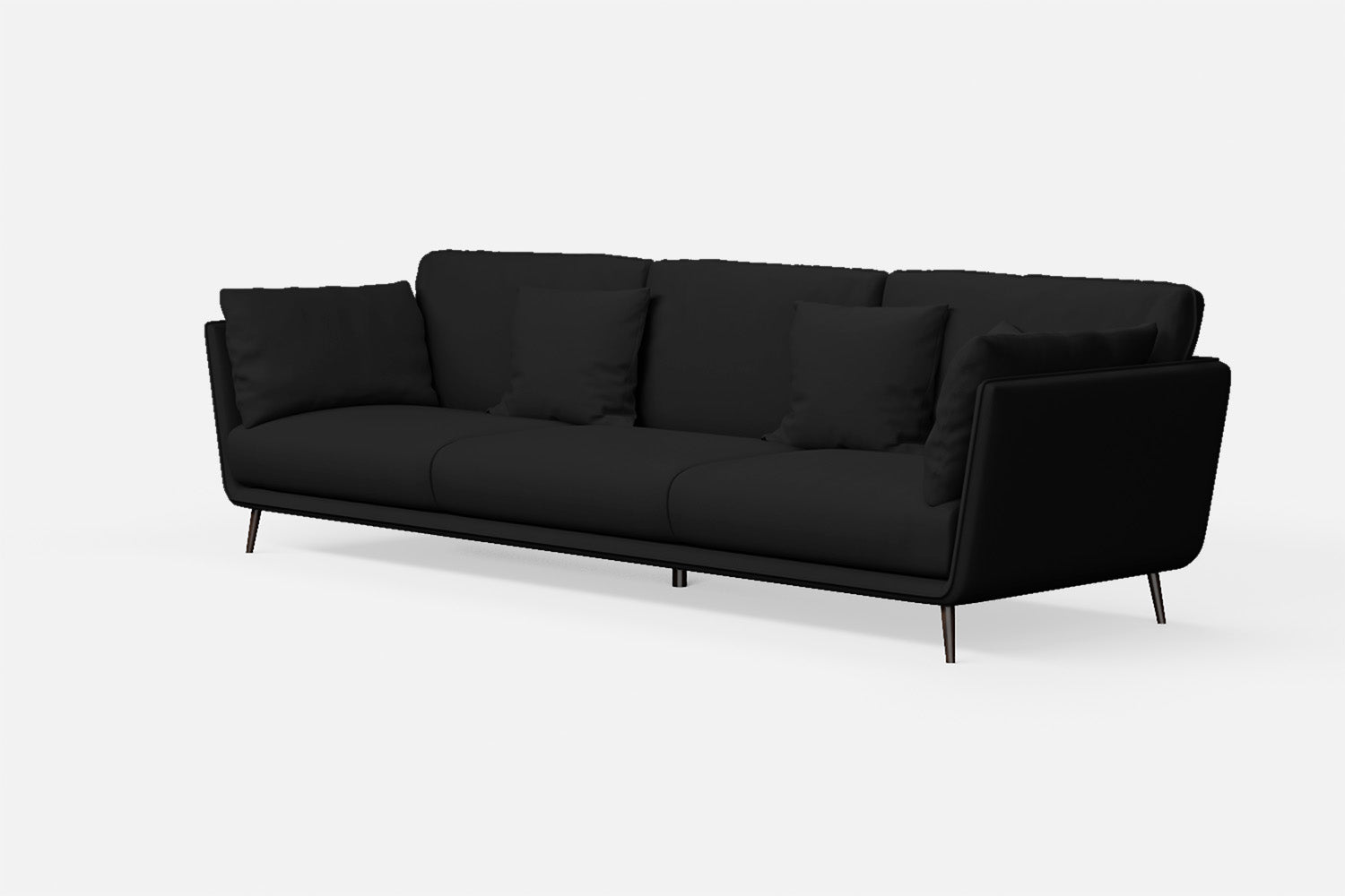 Bologna 4 Seater Sofa Black Leather