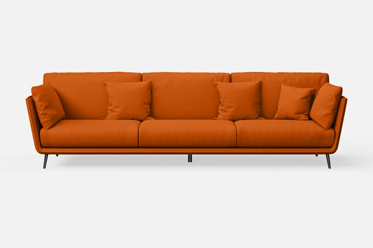 Bologna 4 Seater Sofa Orange Leather