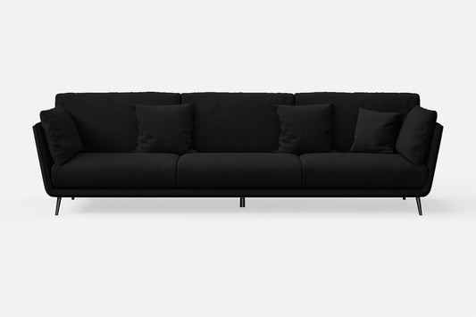 Bologna 4 Seater Sofa Black Linen Fabric