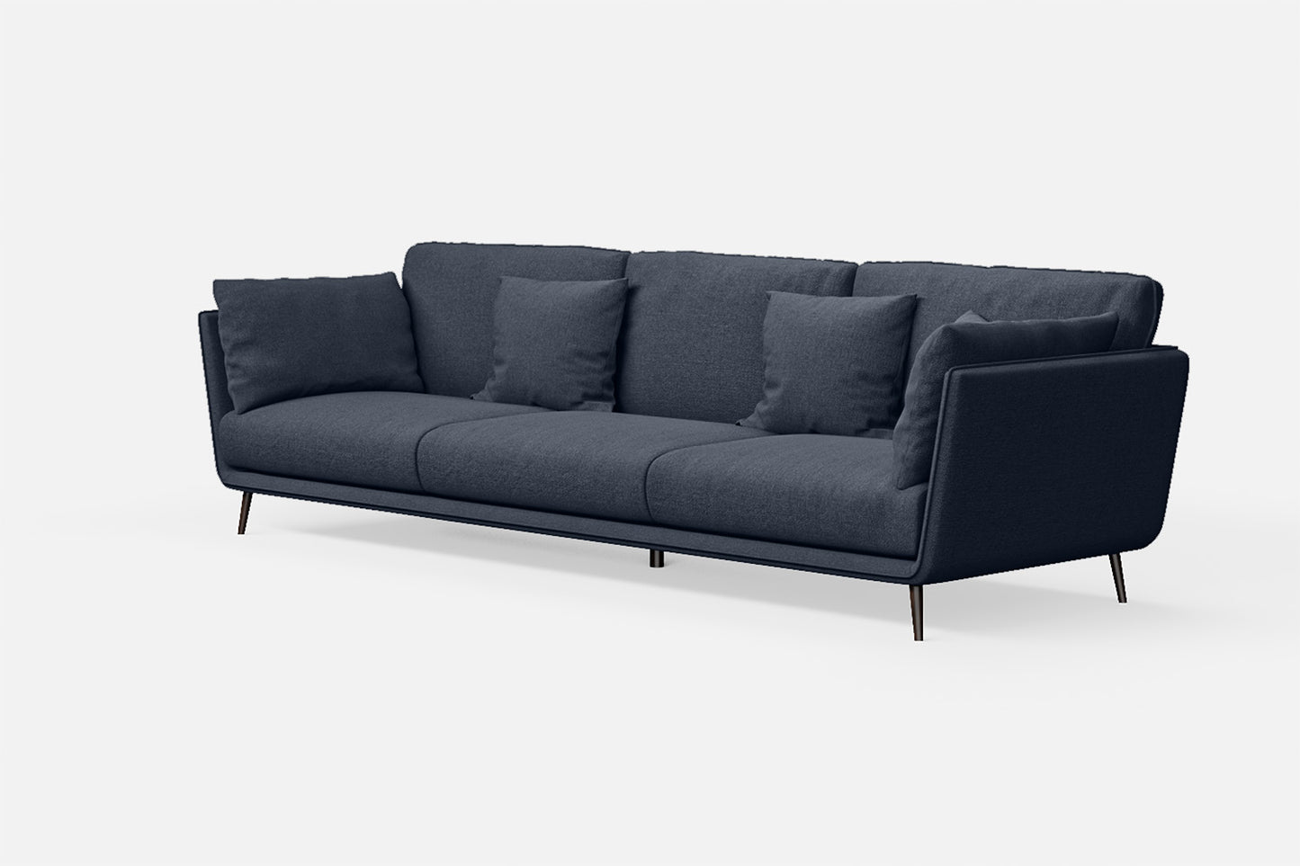 Bologna 4 Seater Sofa Dark Blue Linen Fabric