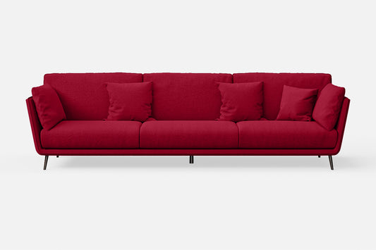 Bologna 4 Seater Sofa Red Linen Fabric