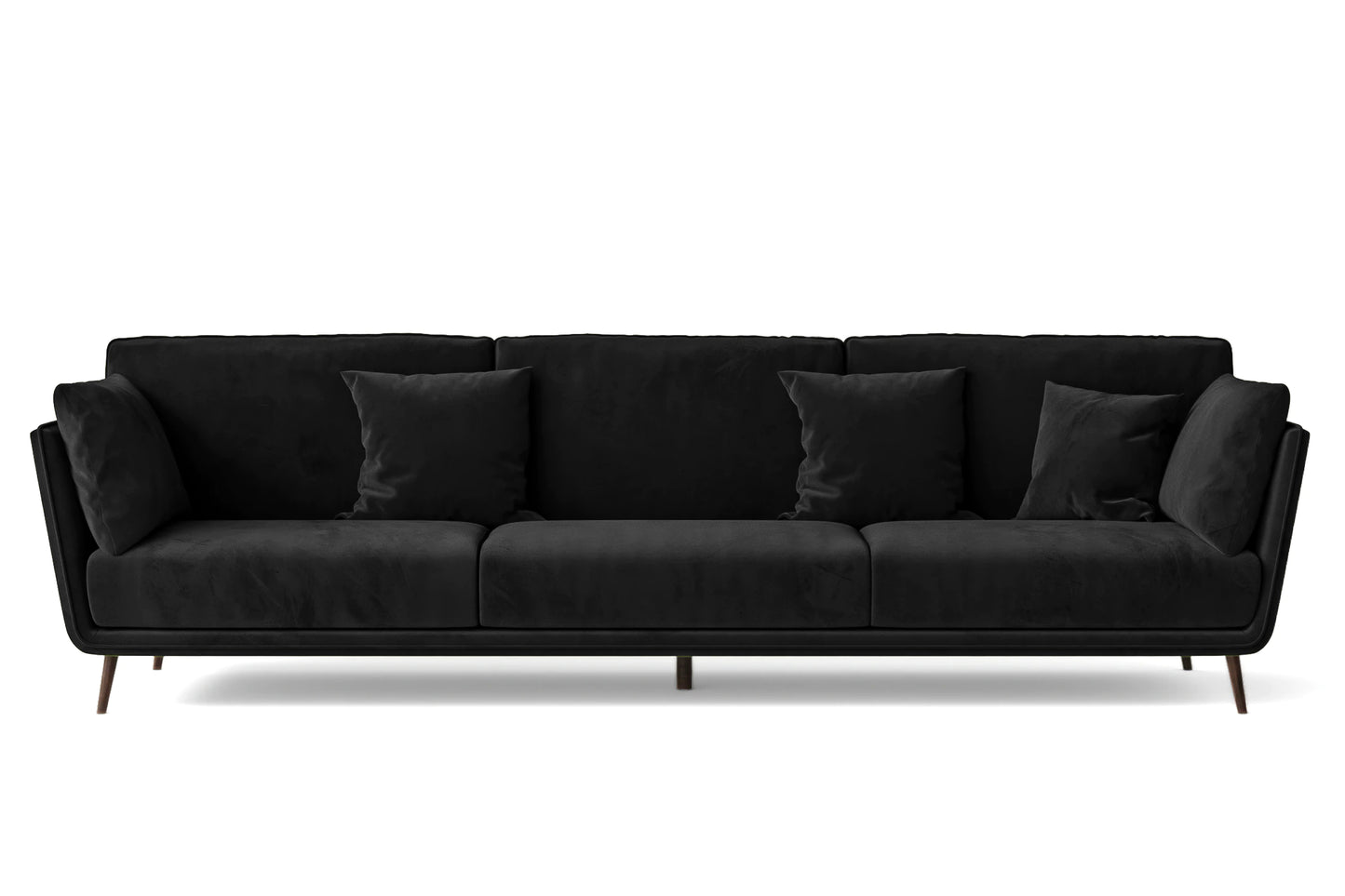 Bologna 4 Seater Sofa Black Velvet