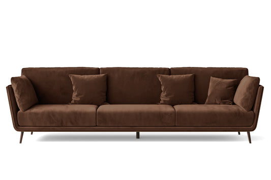 Bologna 4 Seater Sofa Coffee Brown Velvet