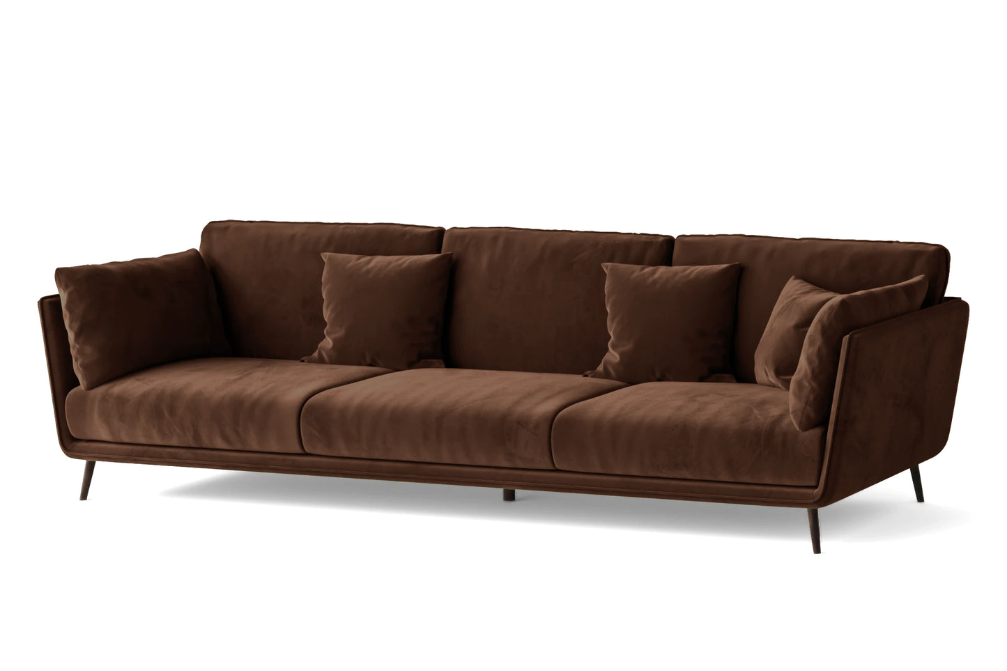 Bologna 4 Seater Sofa Coffee Brown Velvet