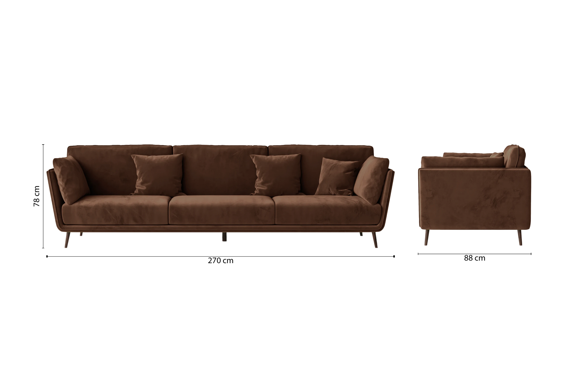 Bologna 4 Seater Sofa Coffee Brown Velvet