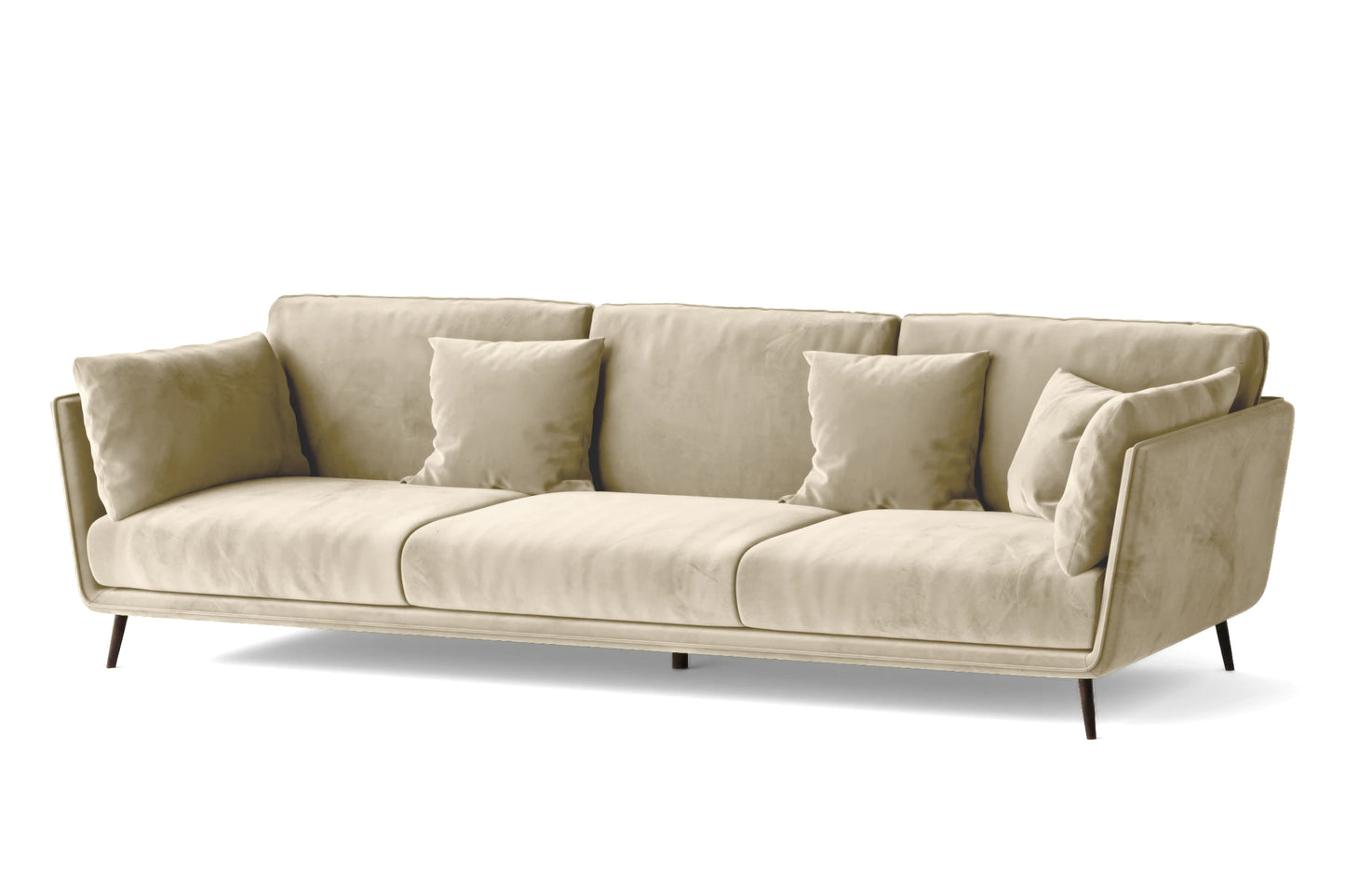 Bologna 4 Seater Sofa Cream Velvet