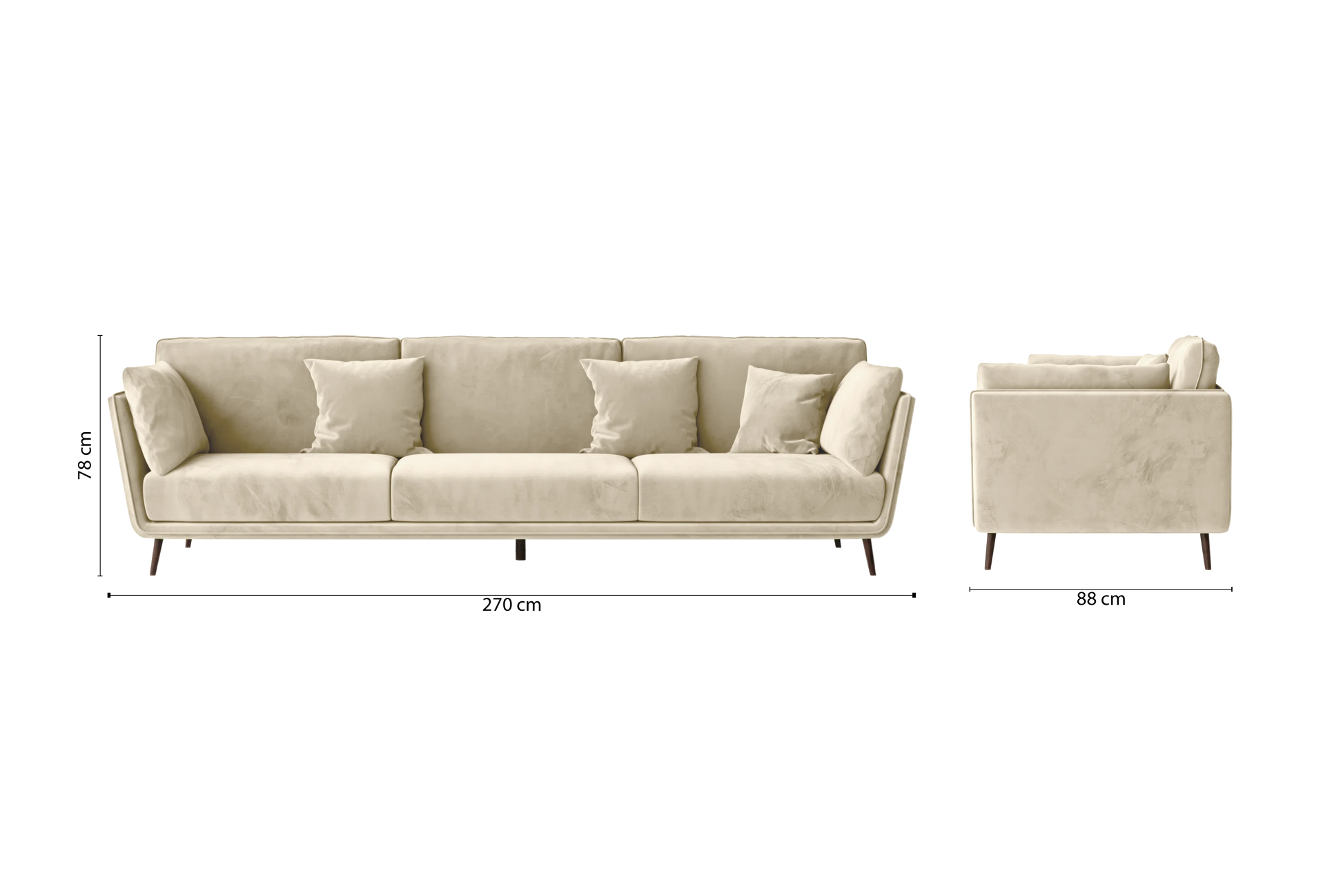 Bologna 4 Seater Sofa Cream Velvet