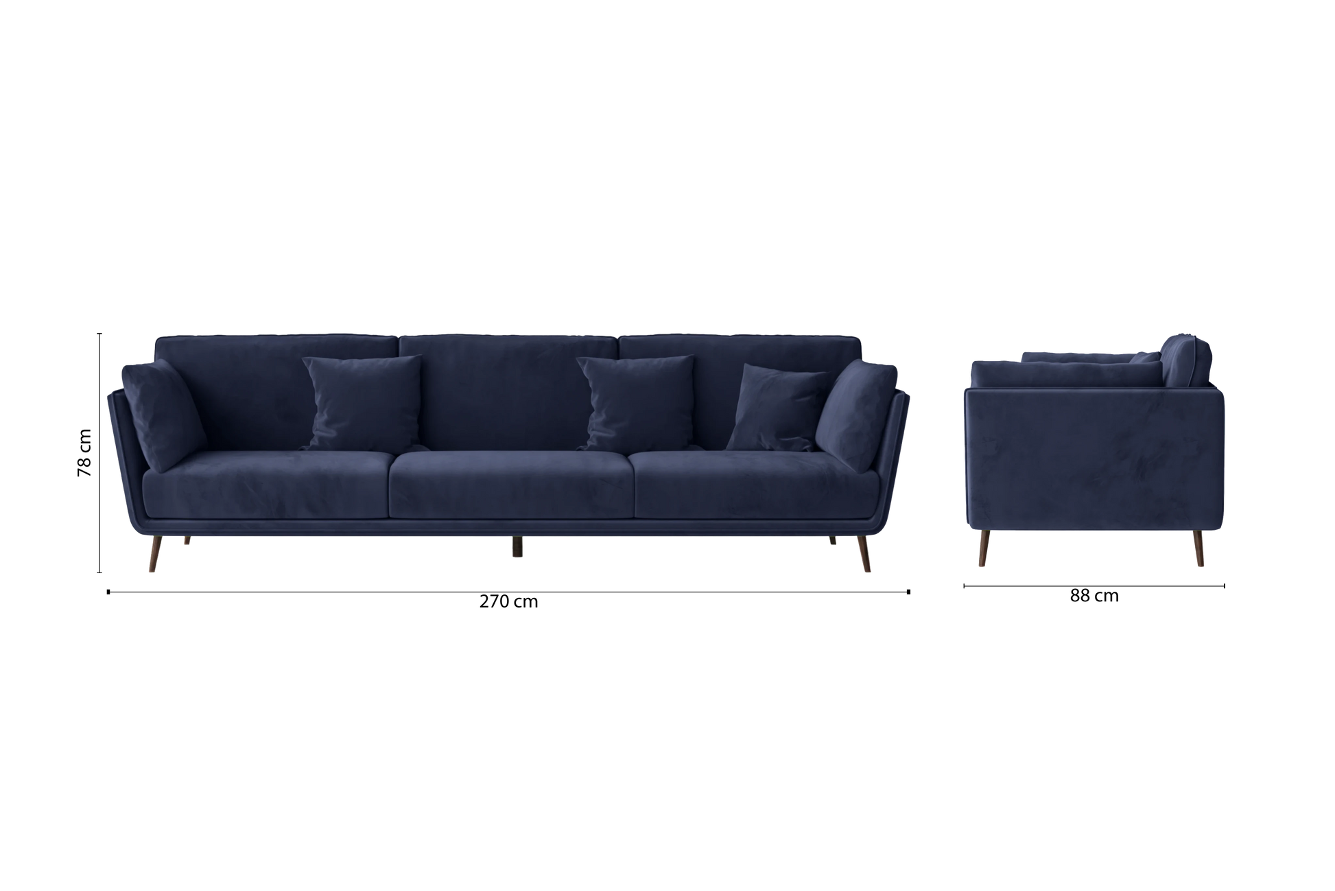 Bologna 4 Seater Sofa Dark Blue Velvet