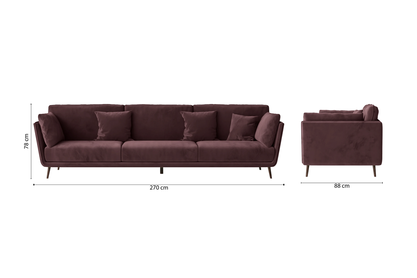 Bologna 4 Seater Sofa Grape Velvet