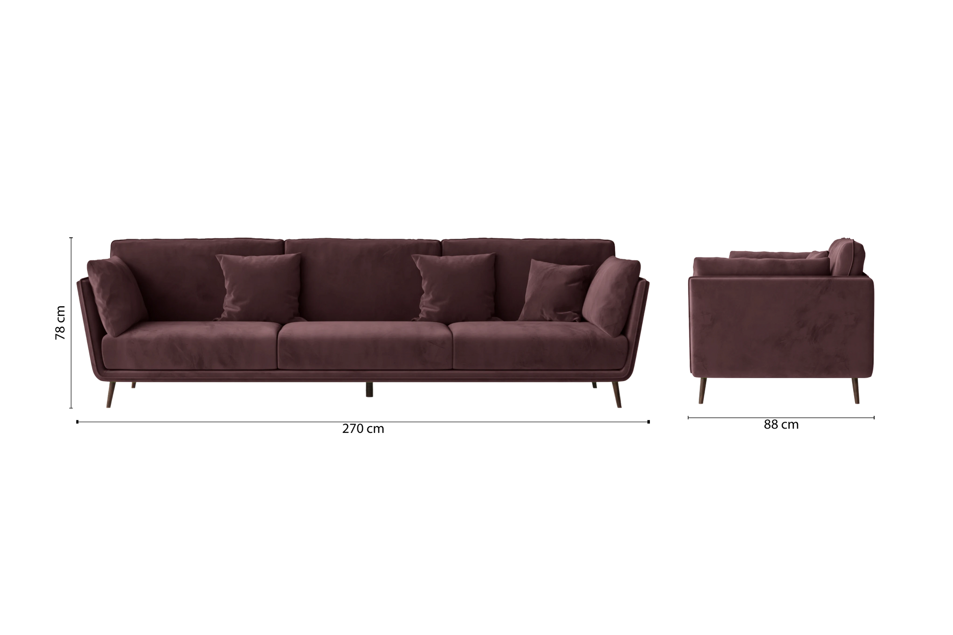 Bologna 4 Seater Sofa Grape Velvet