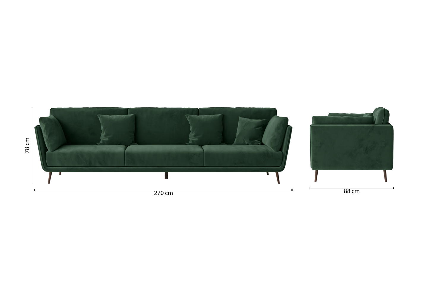 Bologna 4 Seater Sofa Green Velvet