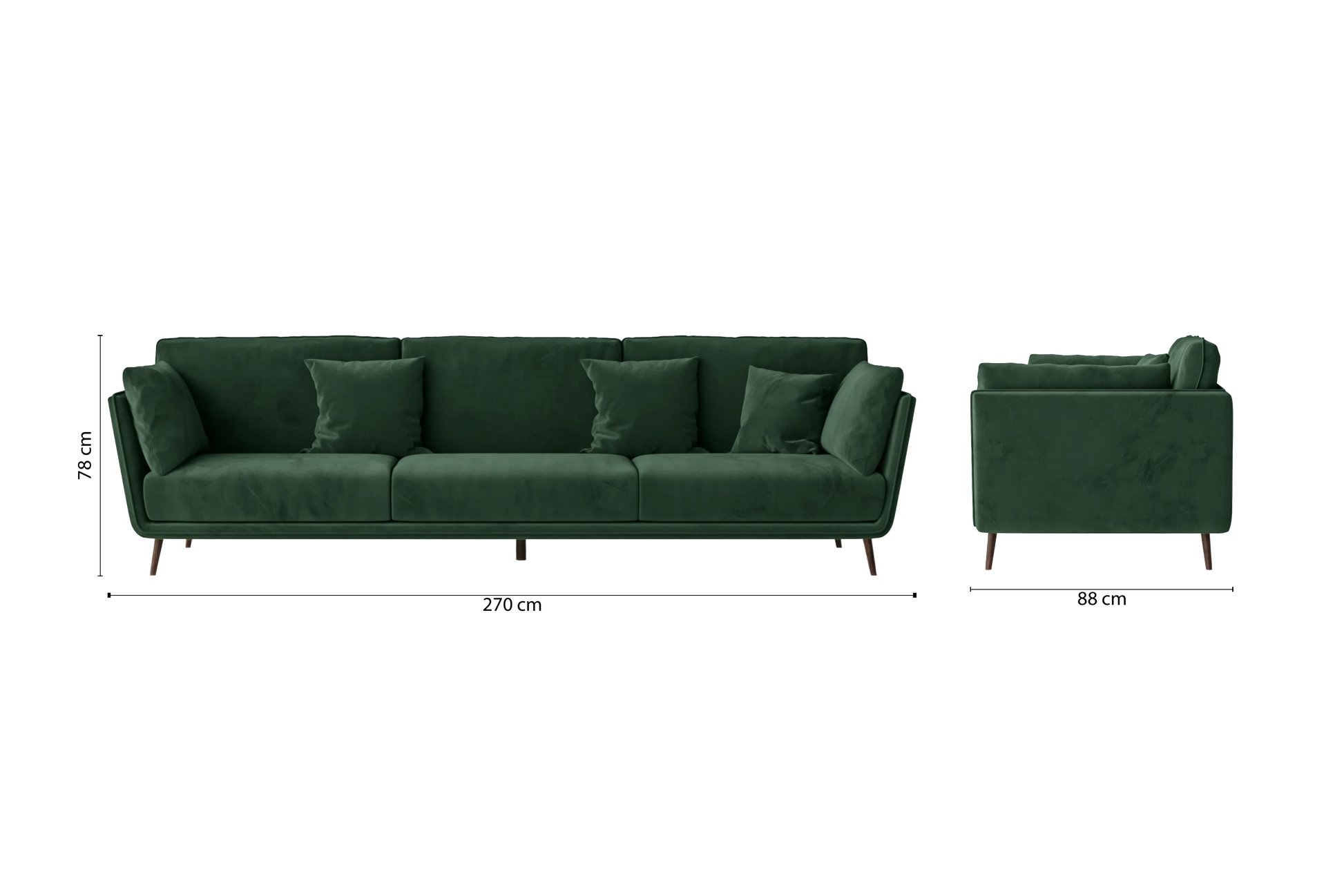 Bologna 4 Seater Sofa Green Velvet