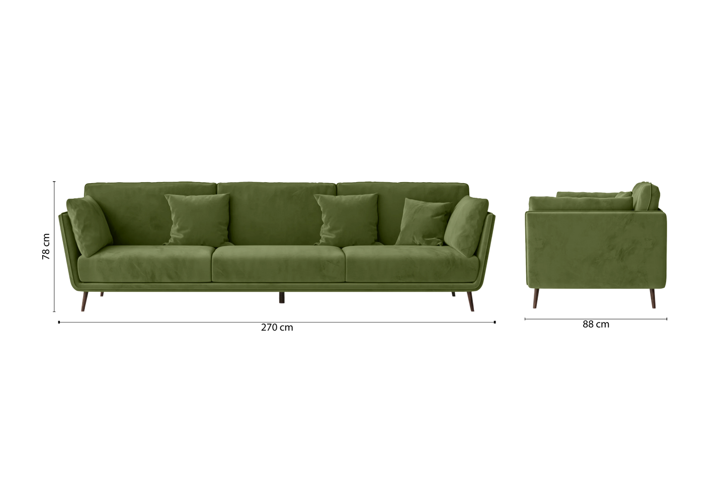 Bologna 4 Seater Sofa Lime Velvet