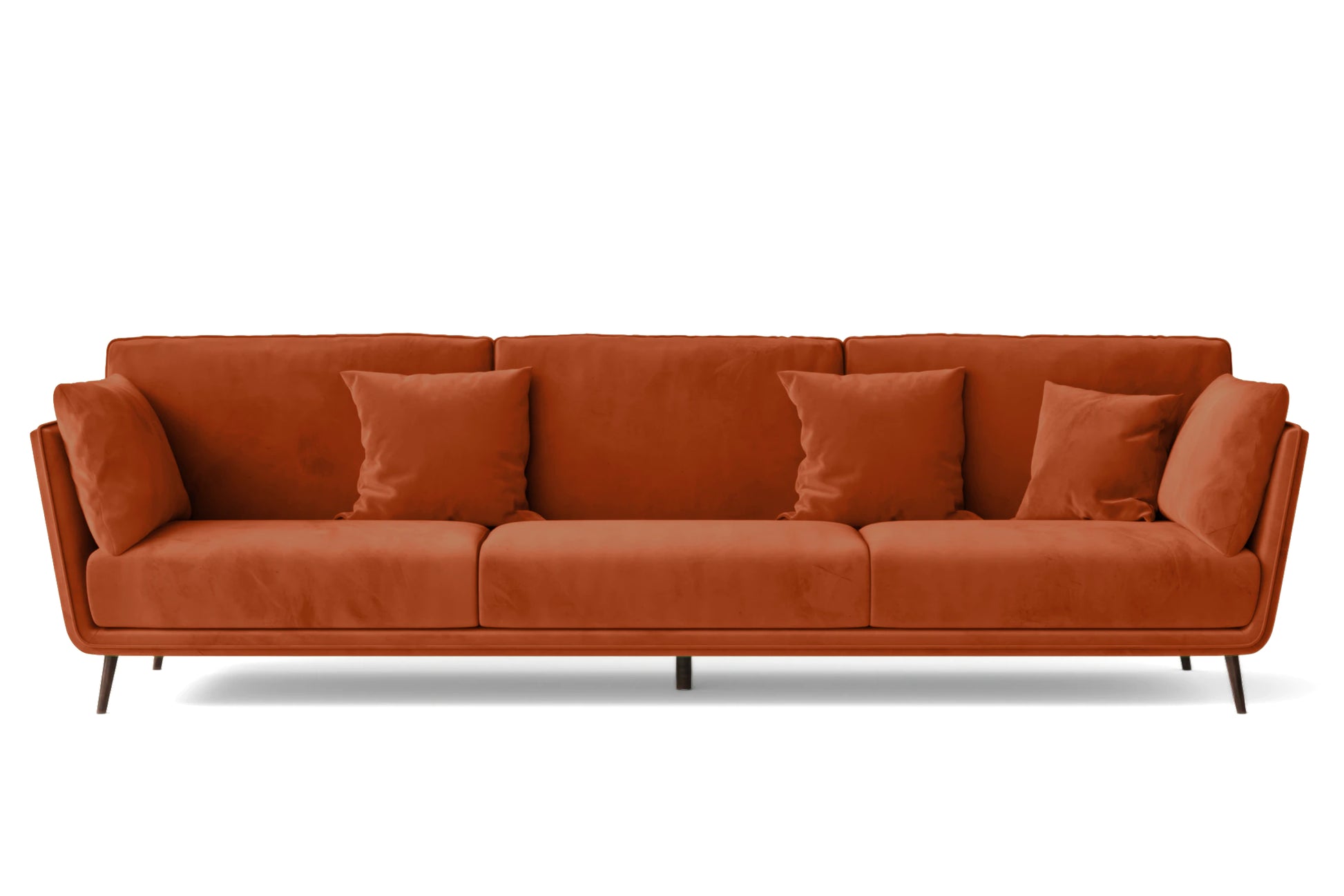 Bologna 4 Seater Sofa Orange Velvet