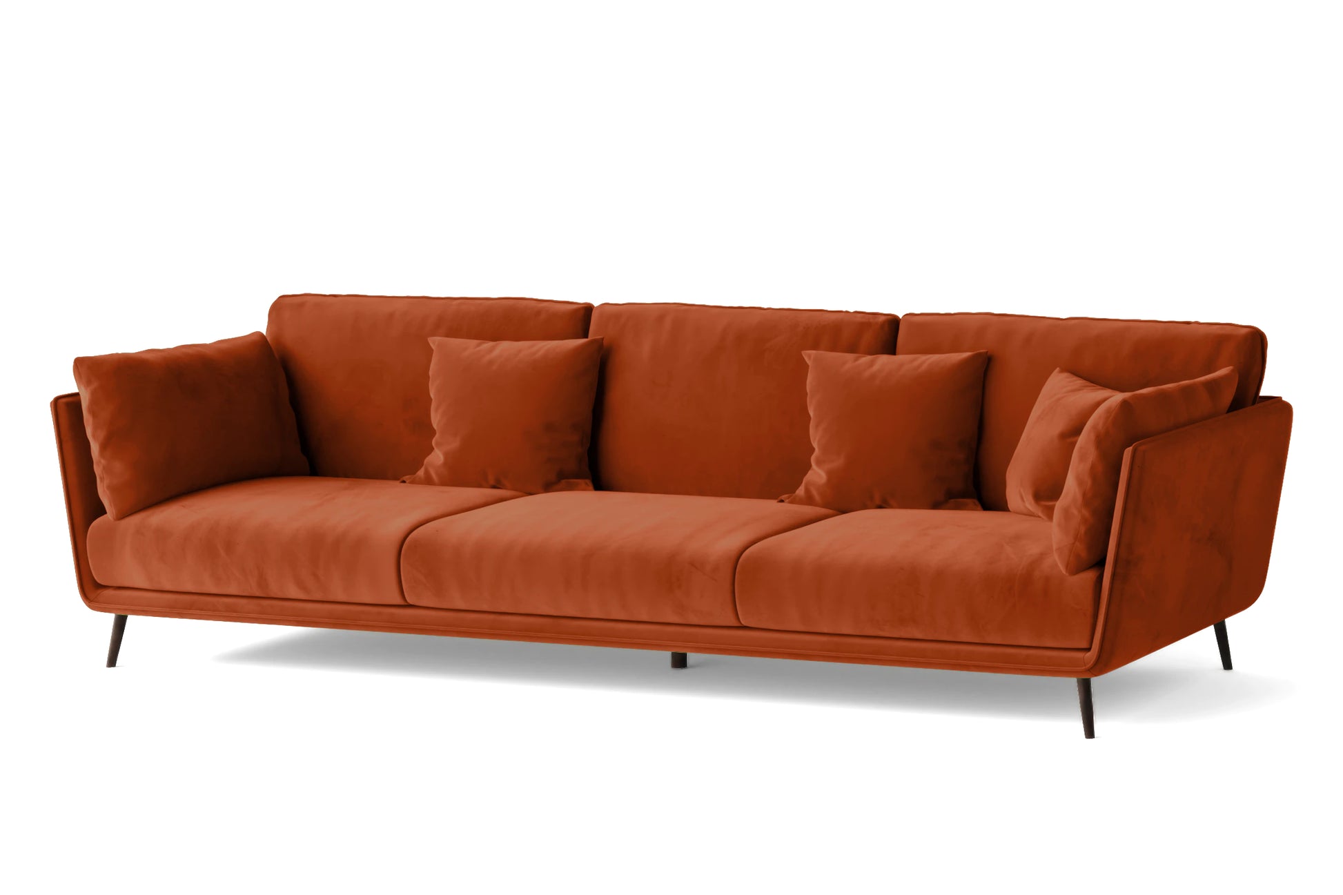 Bologna 4 Seater Sofa Orange Velvet