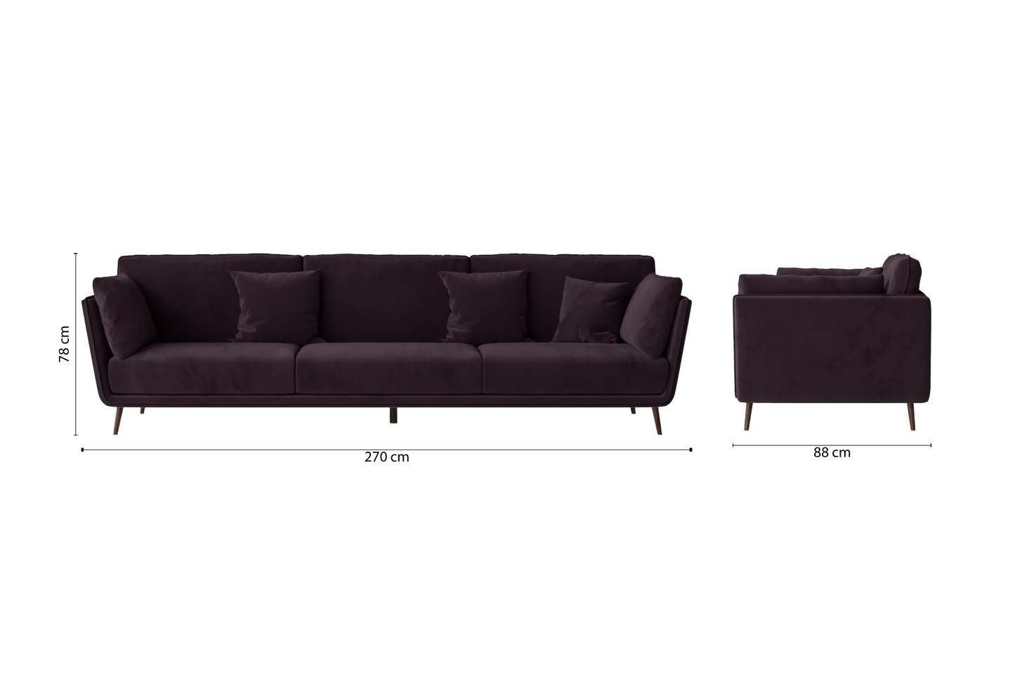 Bologna 4 Seater Sofa Purple Velvet