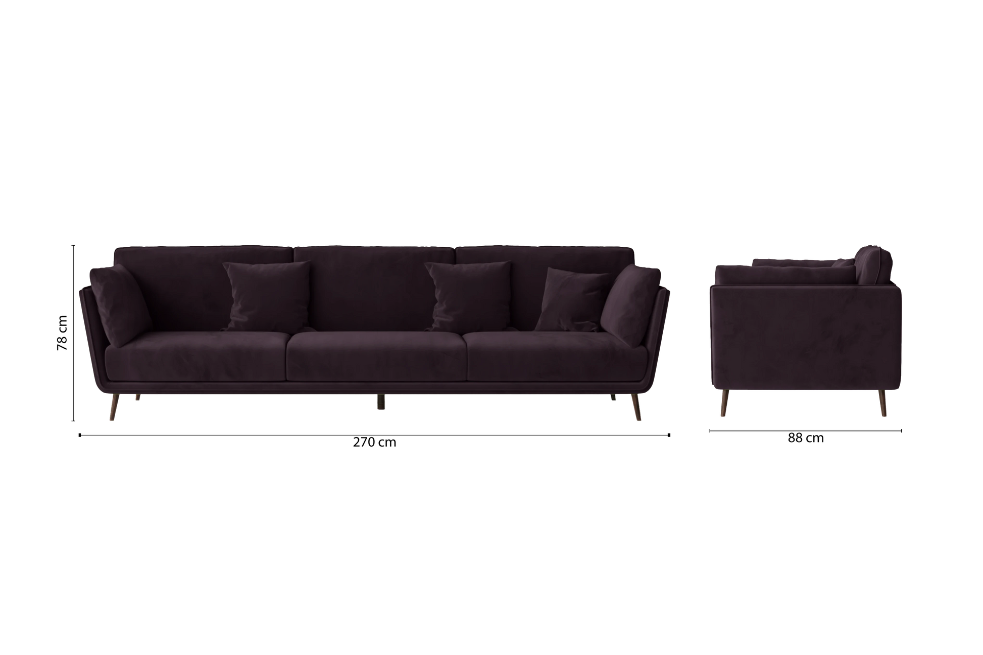 Bologna 4 Seater Sofa Purple Velvet