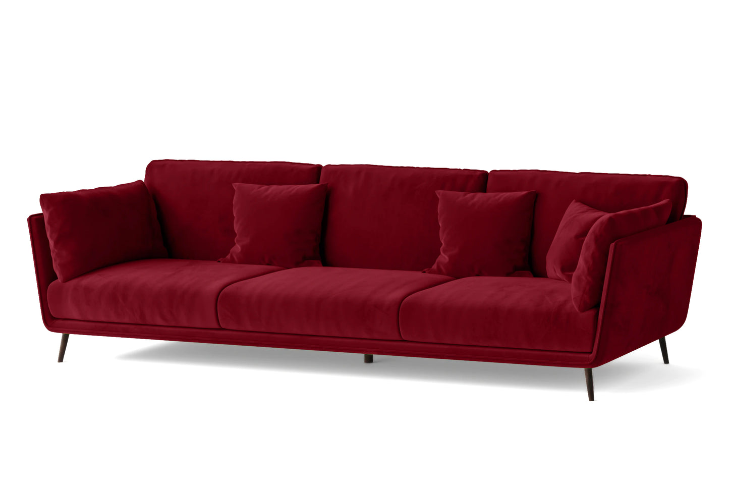 Bologna 4 Seater Sofa Red Velvet