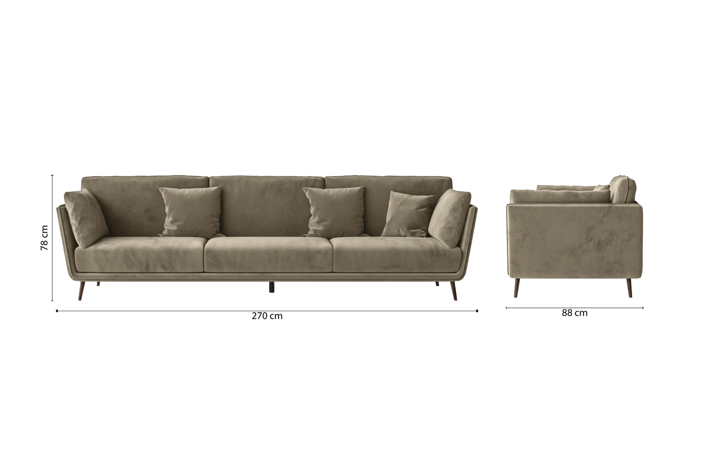 Bologna 4 Seater Sofa Sand Velvet