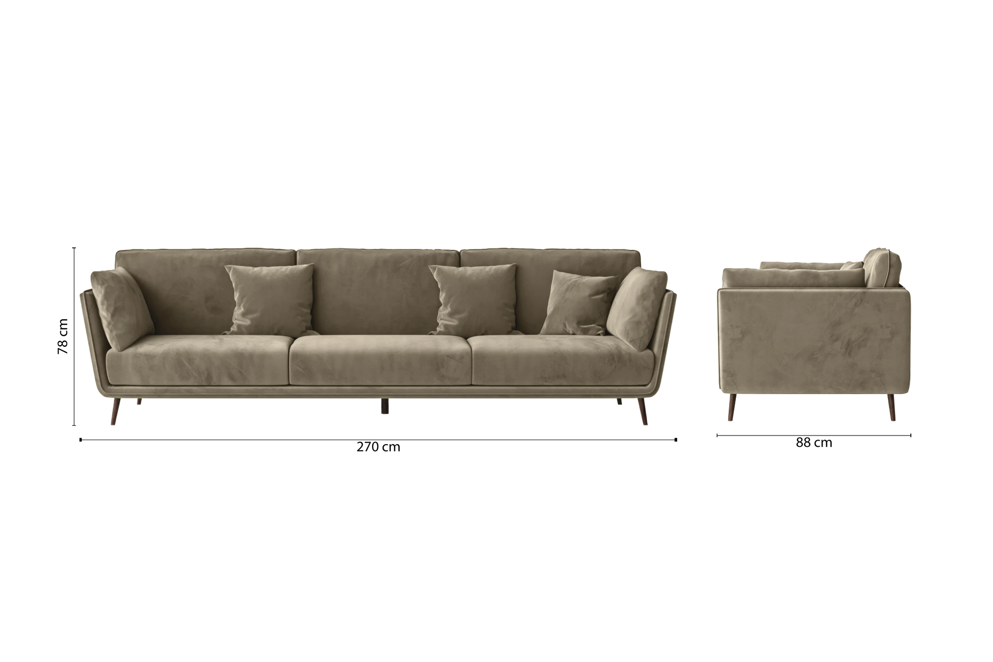 Bologna 4 Seater Sofa Sand Velvet