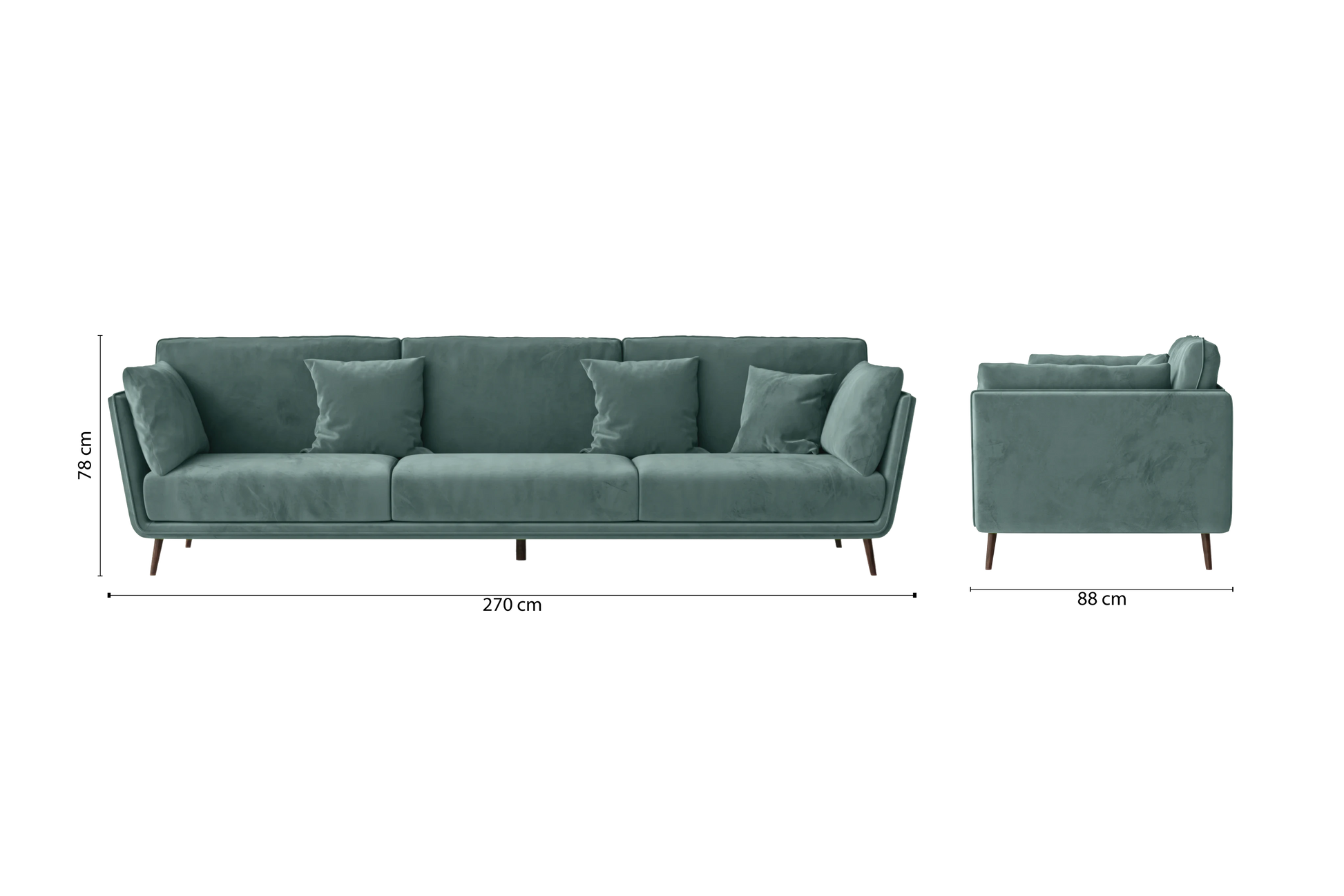 Bologna 4 Seater Sofa Teal Velvet