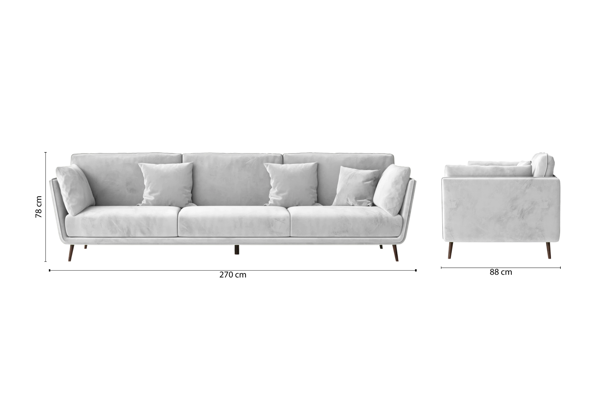 Bologna 4 Seater Sofa White Velvet