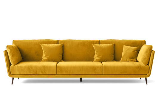 Bologna 4 Seater Sofa Yellow Velvet