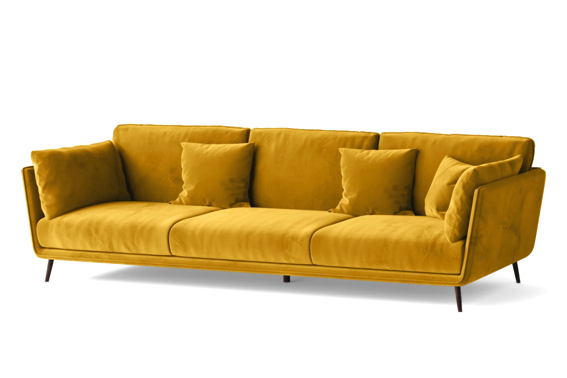 Bologna 4 Seater Sofa Yellow Velvet