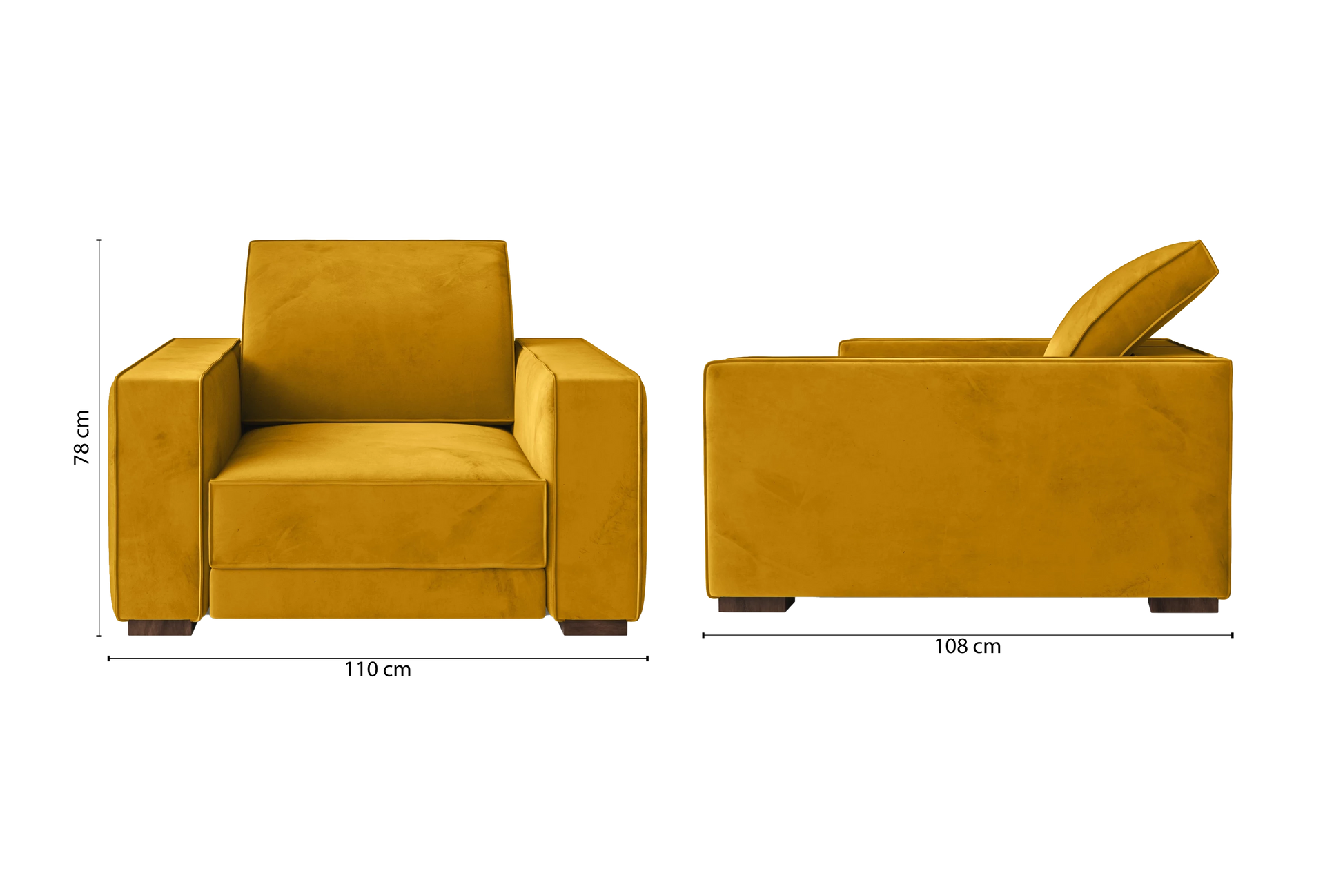 Bolzano Armchair Yellow Velvet