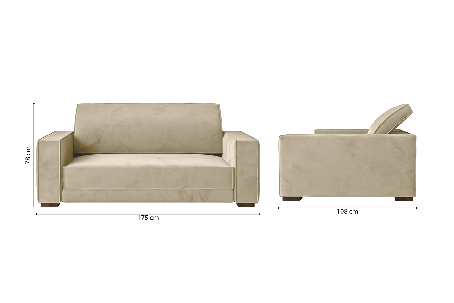 Bolzano 2 Seater Sofa Cream Velvet