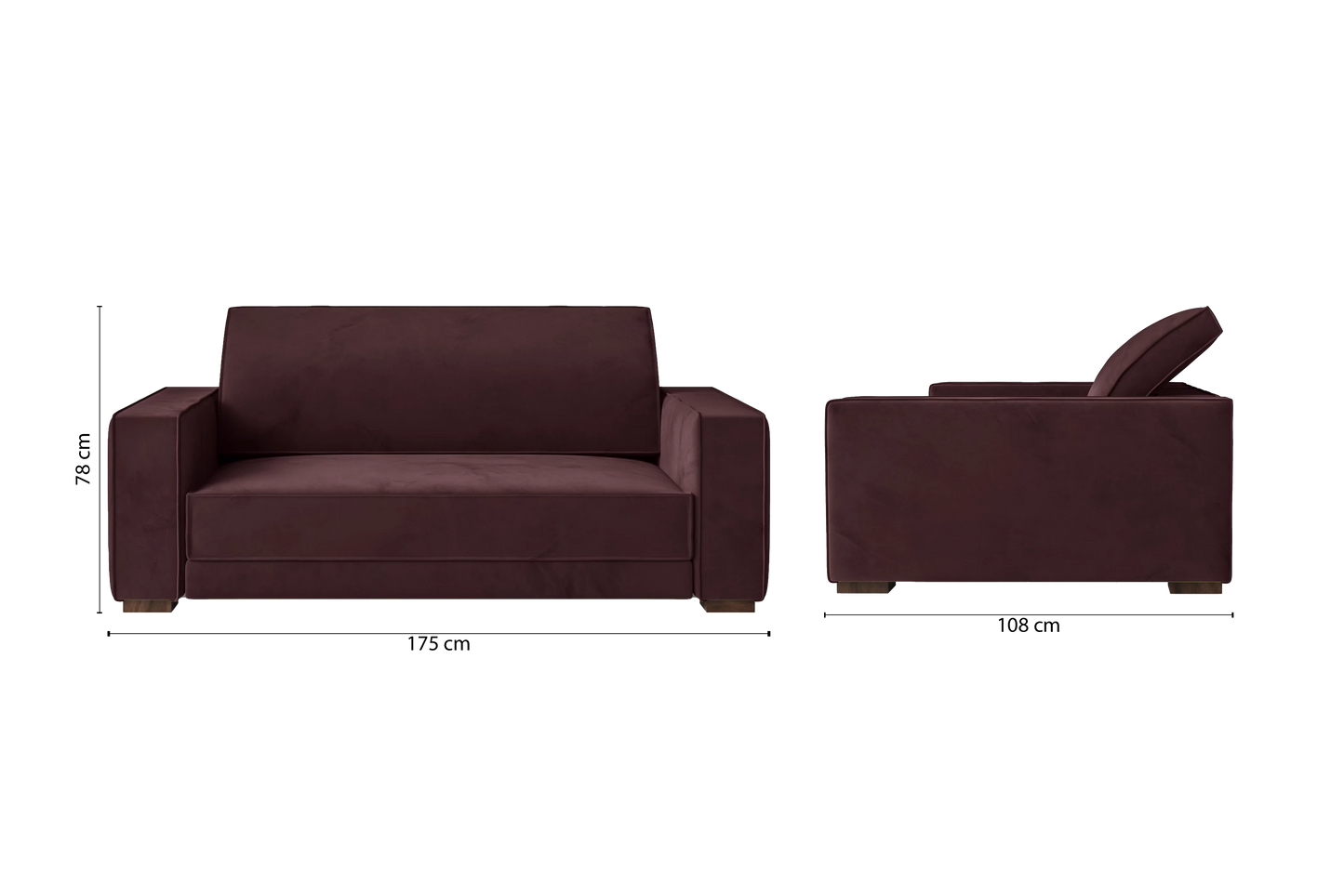 Bolzano 2 Seater Sofa Grape Velvet