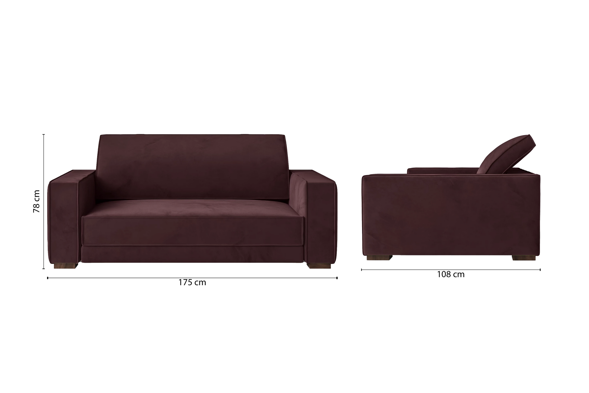 Bolzano 2 Seater Sofa Grape Velvet