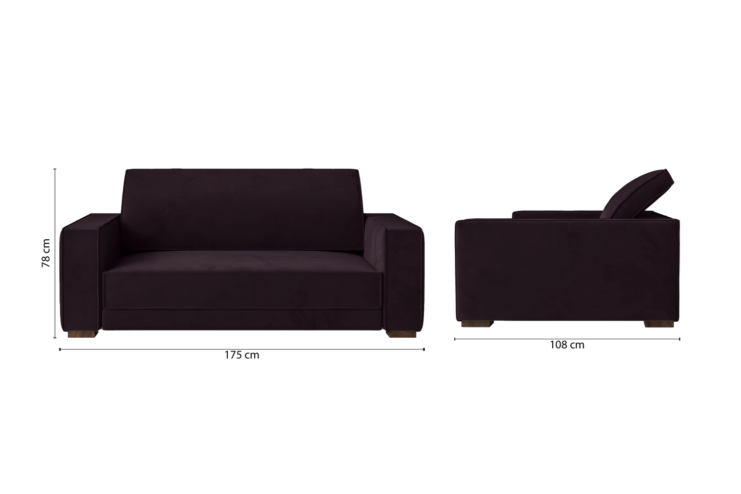 Bolzano 2 Seater Sofa Purple Velvet