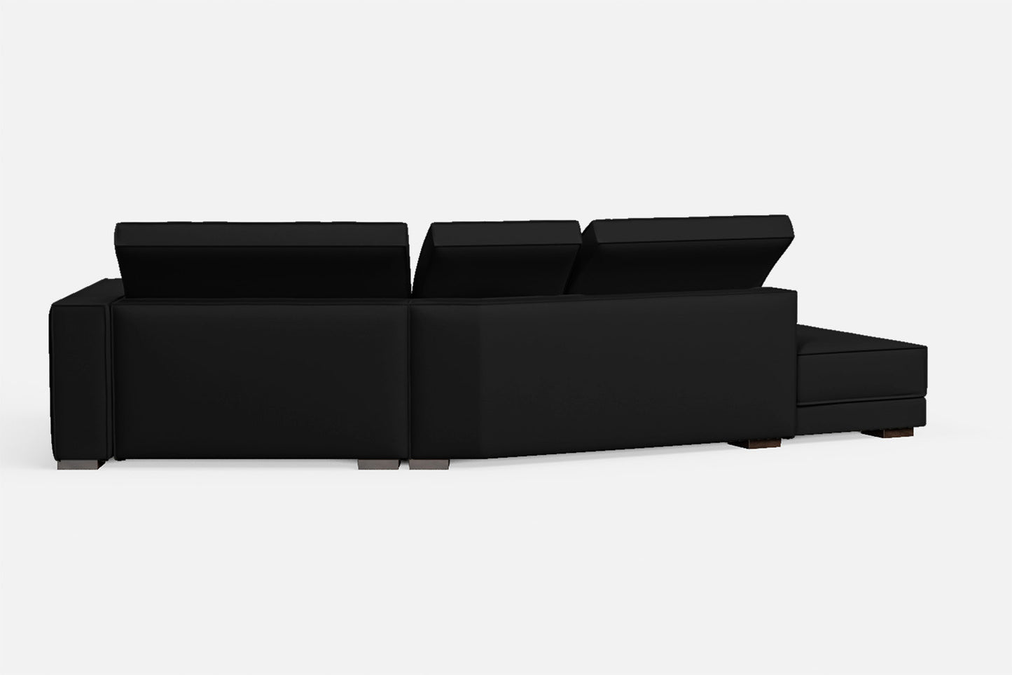 Bolzano 3 Seater Left Hand Facing Chaise Lounge Corner Sofa Black Leather