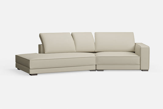 Bolzano 3 Seater Left Hand Facing Chaise Lounge Corner Sofa Cream Leather