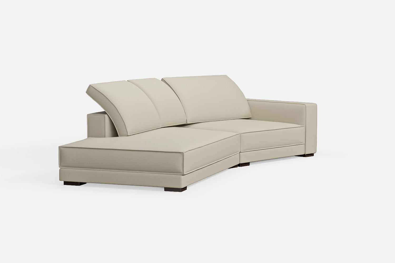 Bolzano 3 Seater Left Hand Facing Chaise Lounge Corner Sofa Cream Leather