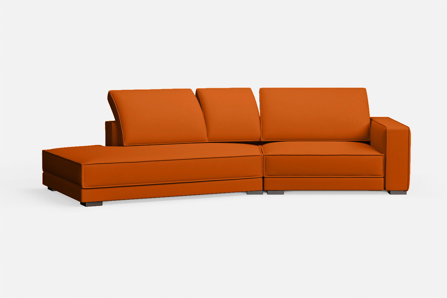 Bolzano 3 Seater Left Hand Facing Chaise Lounge Corner Sofa Orange Leather