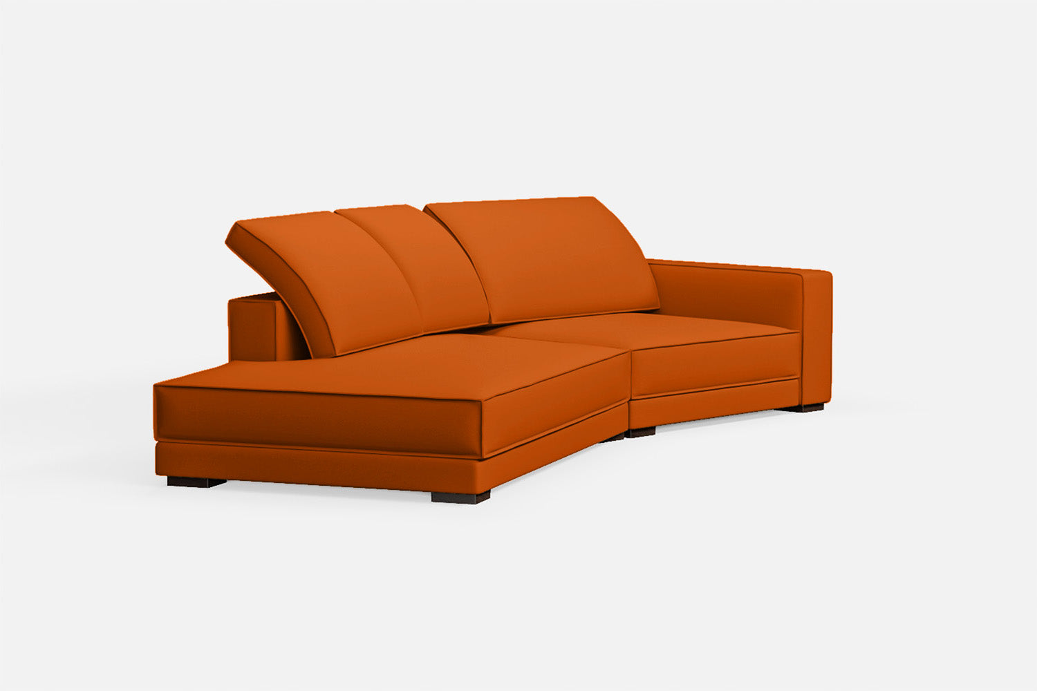 Bolzano 3 Seater Left Hand Facing Chaise Lounge Corner Sofa Orange Leather