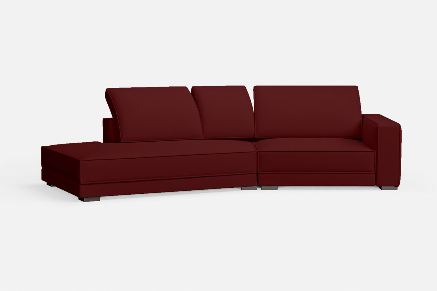 Bolzano 3 Seater Left Hand Facing Chaise Lounge Corner Sofa Red Leather