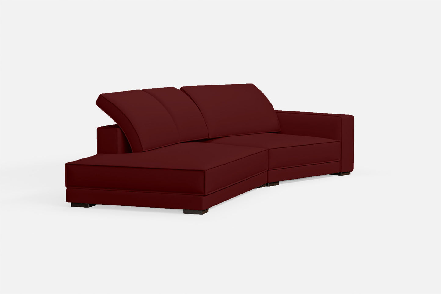 Bolzano 3 Seater Left Hand Facing Chaise Lounge Corner Sofa Red Leather